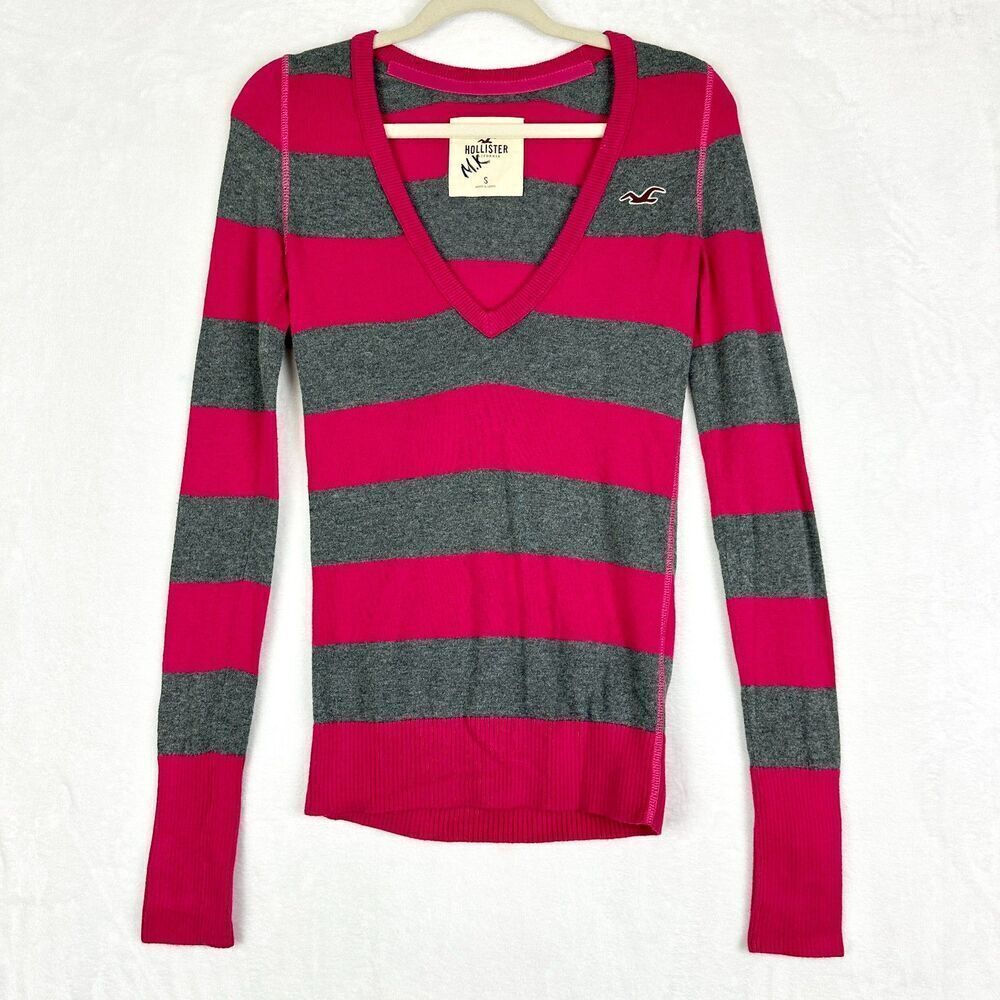 Hollister Vintage Y2K V Neck Top Size Small Stripe Bella Swan Elena Gilbert